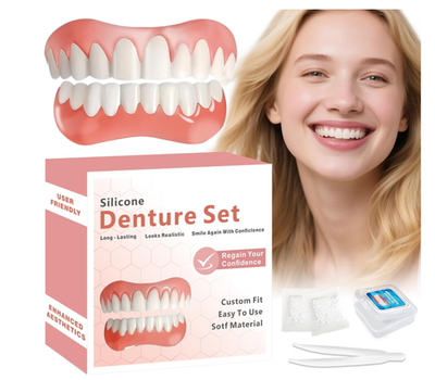 #ad #ad Moldable False Teeth Dentures Set Upper Lower Silicone Instant Smile Fix M $34.99