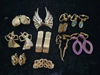 Gold Tone Clip On Earrings Signed Emmons Giovanni Rhinestones 11 Pairs Vtg Lot — photo 2