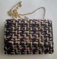 TORY BURCH KIRA MULTICOLOR TWEED MAGNETIC FLAP CHAIN CROSSBODY BAG NEW