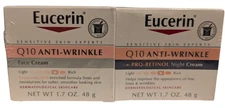 Eucerin Q10 Anti Wrinkle Face Cream Moisturizer Bundle Day & Night Formula NEW