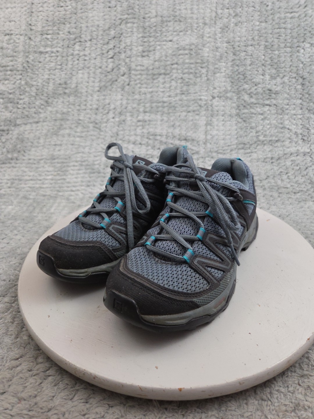 Scarpe da trekking Salomon donna taglia 6 verde grigio maglia stringate sneakers