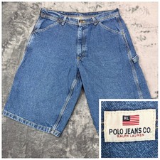 VTG 90s Polo Jeans Co Ralph Lauren Carpenter Shorts Jort Mens 34 Baggy Denim Y2K