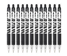 Image of Zebra Pen Z Grip Black Pens Ballpoint, Smooth & Funky Pens With Pocket Clip 12pk
