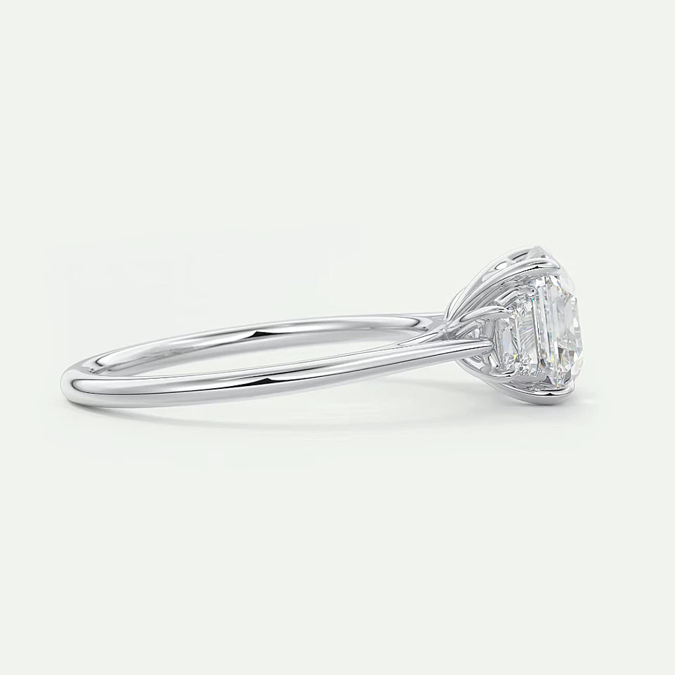 Engagement Ring 14k White Gold 0.50 Carat Semi Mount Asscher Cut Setting Diamond - Image 4 of 4