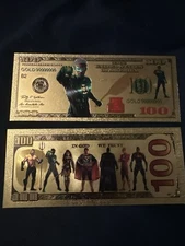 24 Kt Green Lantern Gold Foil 100 Dollar Note Avengers Fast Free Shipping