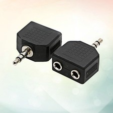 2 Pcs Splitter Cable for Headset Stereo Audio Output Adapter Double Mono
