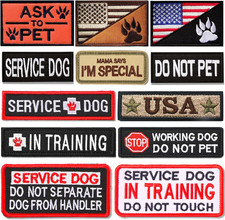 12 PCS Service Dog Patches Removable Tactical Hook Loop Harness Embroidered in T