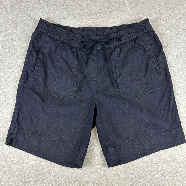 Sportscraft Shorts Women's Size 10 Navy Blue Linen Blend Pull On Pockets