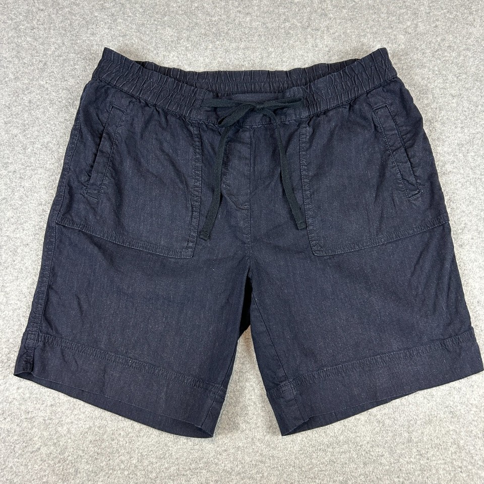 Sportscraft Shorts Women's Size 10 Navy Blue Linen Blend Pull On Pockets