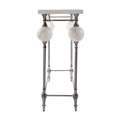 Butler Specialty Company Amadeo 48"W Rectangle Stone & Metal Console Table White - Picture 4 of 13