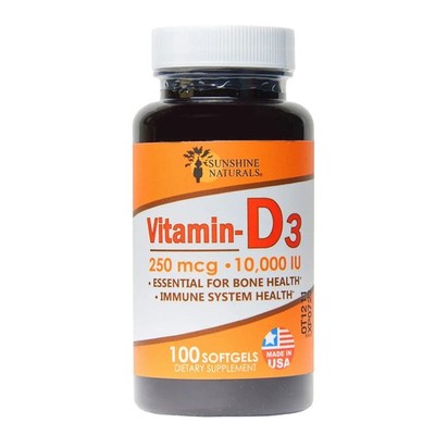 Sunshine Naturals Vitamin D3 Dietary Supplement. High Strength. 250mcg. 100 Gels