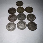 Lot of 10 Silver Roosevelt Dimes - 1964 and earlier - circulated