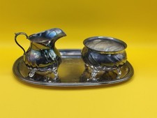 Wilkens Silbertablett Sahnek&auml;nnchen Zuckerdose Set 925 Sterling Silber 326g