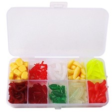 175pcs Soft Silicone Corn Worm Maggot with Box Colorful Fishing Lures