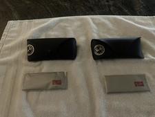 Ray Ban Faux Leather Sunglass Cases Two  Cleaning Cloths
