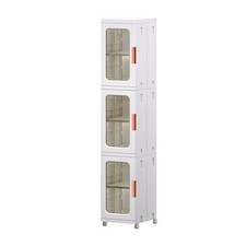 Narrow Storage Cabinet with Doors and Shelves Tall Skinny Bathroom Storage Ki...