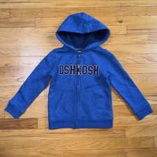 OshKosh B'gosh Hoodie Kids 6 Blue Full Zip Fleece Logo Sweatshirt Athleisure