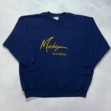 Vintage Michigan Wolverines Sweatshirt Men's XL Navy Blue Embroidered UofM 90s