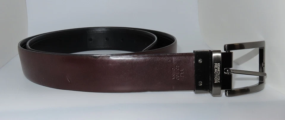 Cinto Kenneth Cole REACTION, reversível, marrom, preto, tamanho 40, vintage - Imagem 2 de 4