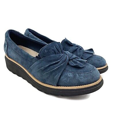 clarks blue suede loafers
