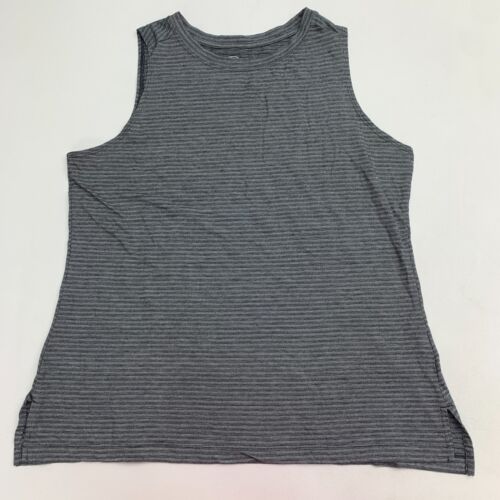 Haut de réservoir en tricot Athletic Works pour femme XXL 20 gris noir à rayures sans manches - Photo 1/8