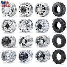 1/2/4x Metal Front/ Rear Wheel Rim Hub Tire Kit for 1:14 RC Tamiya Tractor Truck