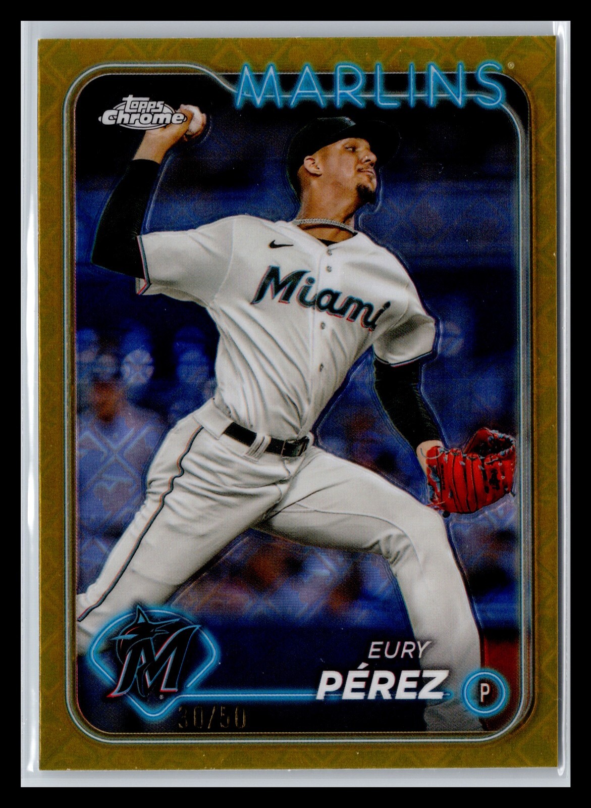 2024 Topps Chrome 6 Eury Perez Marlins Gold Logofractor /50