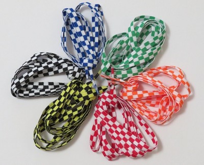 FLAT CHECKERED Athletic SHOE LACES Sneaker Casual Shoe Strings