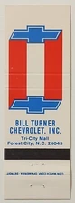 20 Strike Matchbook Cover - Bill Turner Chevrolet Forest City, NC  Vintage