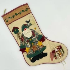 Christmas Stocking Santa 3-D Gingerbread Birdhouse Bird Patterned Decor Holiday