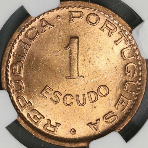 1962 NGC MS 65 RED Mozambique 1 Escudo Portugal Africa Colony Coin (21090404C) - Picture 3 of 5
