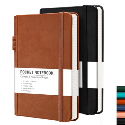 Pocket Journal Notebook 2-Pack 160 Numbered Lined Pages per Pack A6 Mini Smal...