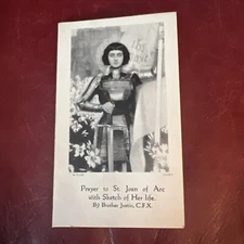 Vintage Catholic Holy Card - St. Joan Of Arc and Sketch Of Her Life￼