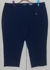 WOMEN'S LANDS END NAVY BLUE MID-RISE CHINO SLIM LEG CROP PANTS - SIZE 24W PLUS
