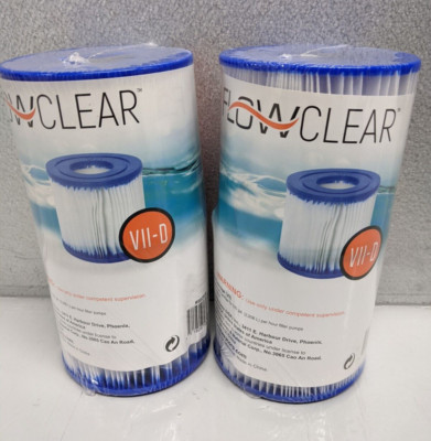 NEW (2) FLOWCLEAR POOL PUMP FILTER CARTRIDGE VII-D #58283E BESTWAY