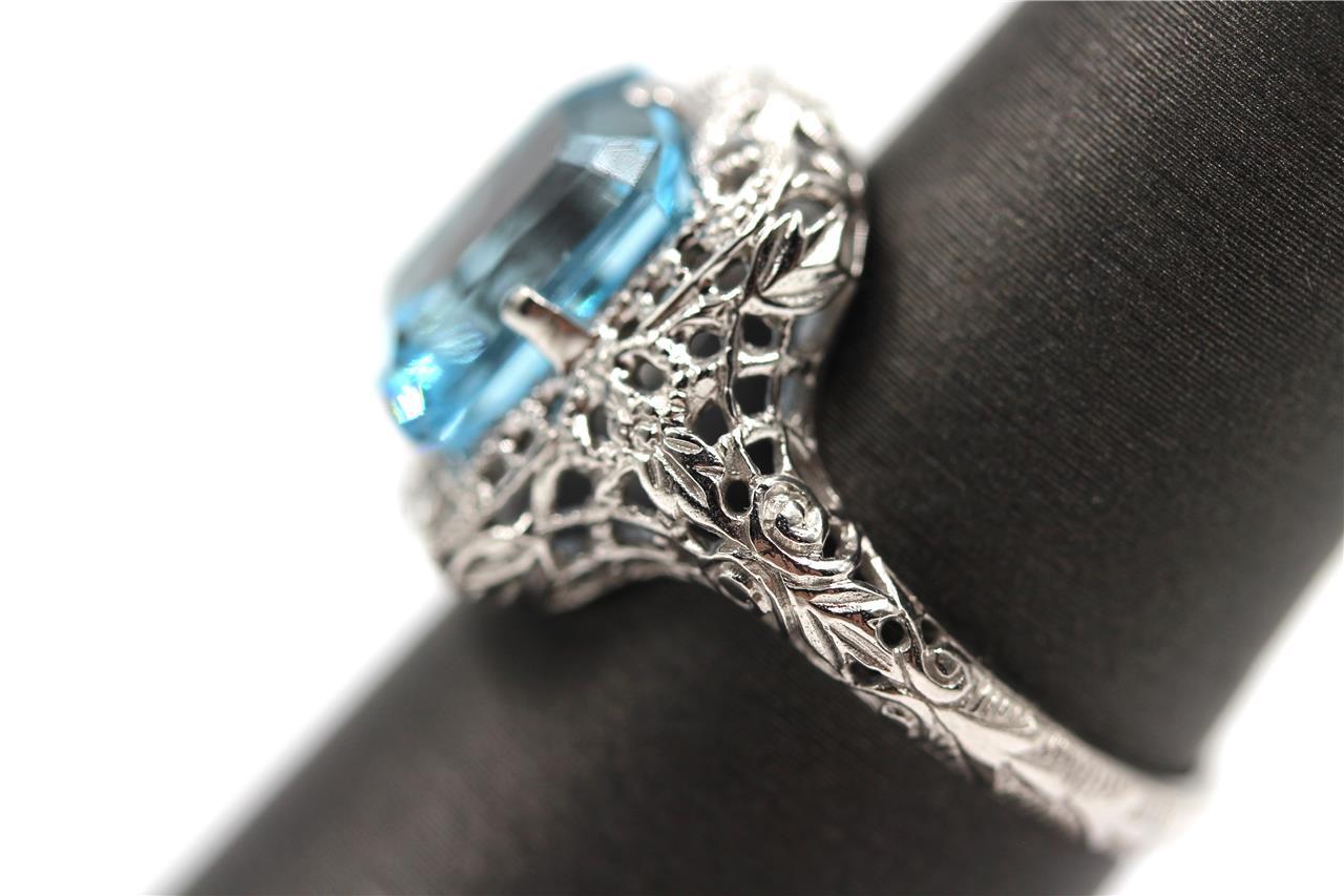 STUNNING AUTHENTIC 10K SOLID WHITE GOLD FILIGREE … - image 6