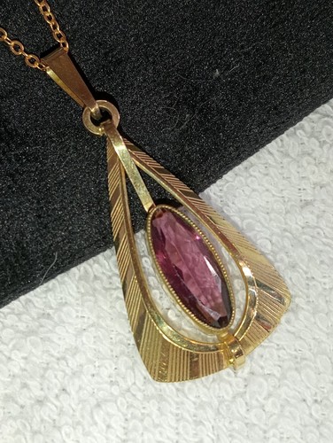 Schöner Jugendstil Anhänger Gold Double Amethyst gepunzt (M)
