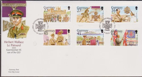 GB GUERNSEY 2002 LePatourel's Victoria Cross SG 965/70 FDC MILITARY MEDAL  WWII