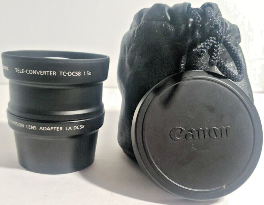 Canon TCDC58 1.5X Tele Converter Cameras Lens W/ Bag + Adapter LADC58