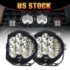 2X 5" LED Work Light Bar Amber Pods DRL Round Offroad Driving Truck ATV Fog Lamp