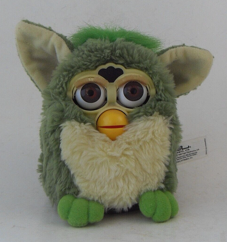 FURBY Ancien 70-800 Vert Yeux marrons 1998-99 Fonctionne sans son