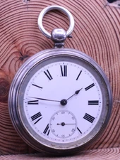 VICTORIAN FINE SILVER KEYWIND HIGH GRADE POCKET WATCH 51.5m RUNS (KQ)