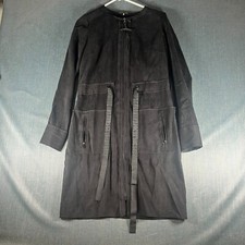 Elle Tahari Womens Sheath Dress Black Long Sleeve Belted Full Zip Pockets Size 4