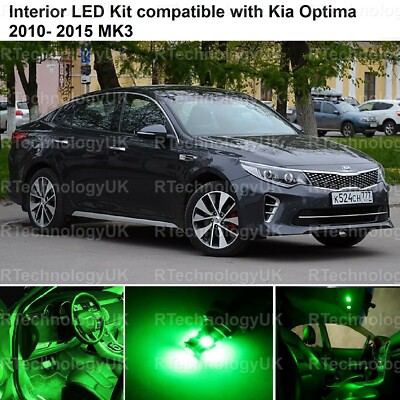 GREEN PREMIUM LED INTERIOR LED LIGHT KIT compatible with KIA OPTIMA  2010-2015