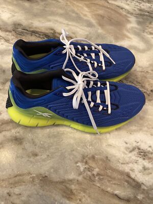 Reebok Zig Kinetica Running Shoes Sneaker, Blue & Solar Yellow athletic mens 6.5