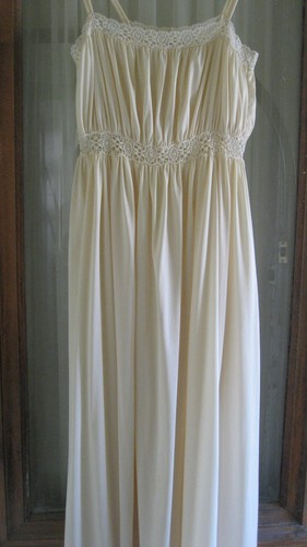 Vintage 60s 70s Mariko For Claire Haddad Ivory Nightgown Crochet Lingerie P - Picture 10 of 14