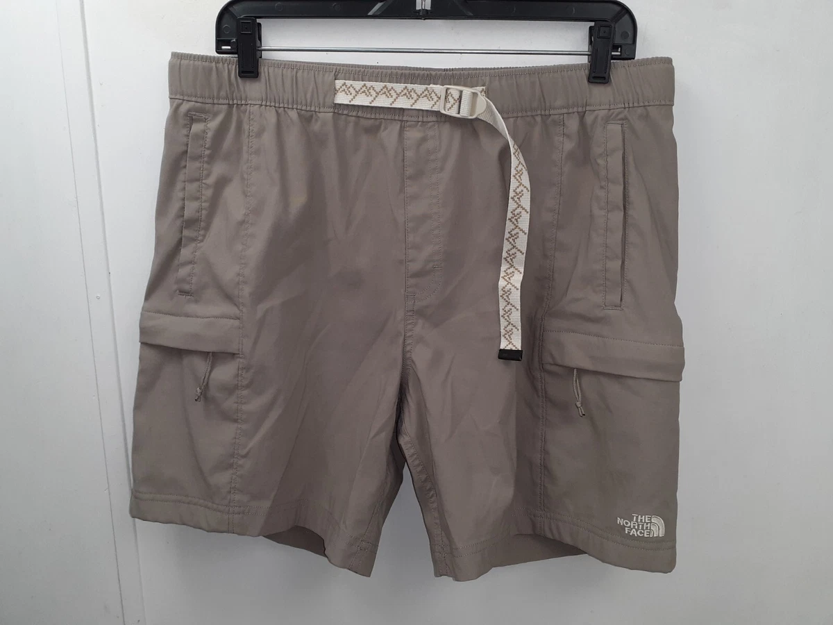 The North Face Shorts Mens L Tan Khaki Nylon Cargo Belted Hiking Fishing  6'inse