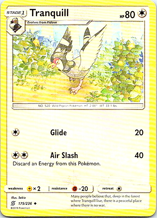 Tranquill 175/236 Pokemon Unified Minds Regular Light Play