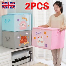 2X Collapsible Storage Box Large Folding Jumbo Storage Chest Kids Room Toy Box~