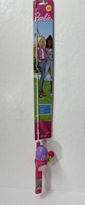 Barbie Kids Push Button Spincast Fishing Pole Starter Kit 2'6